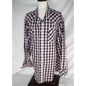 Roper Men's‎ 3XL Black White Purple Plaid Western Pearl Snap Shirt